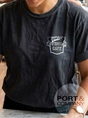 Port & Company Short Sleeve Tee with Chest Graphic Voula’s Offshore Cafe Seattle
